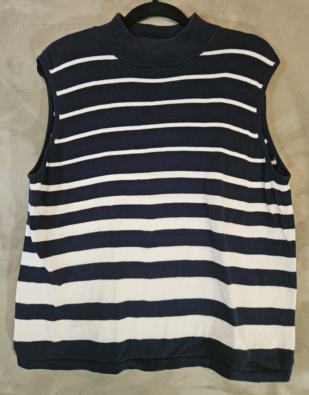 Jennifer Moore Womens Knit Mock Neck Striped Sleeveless Cotton Sweater XL